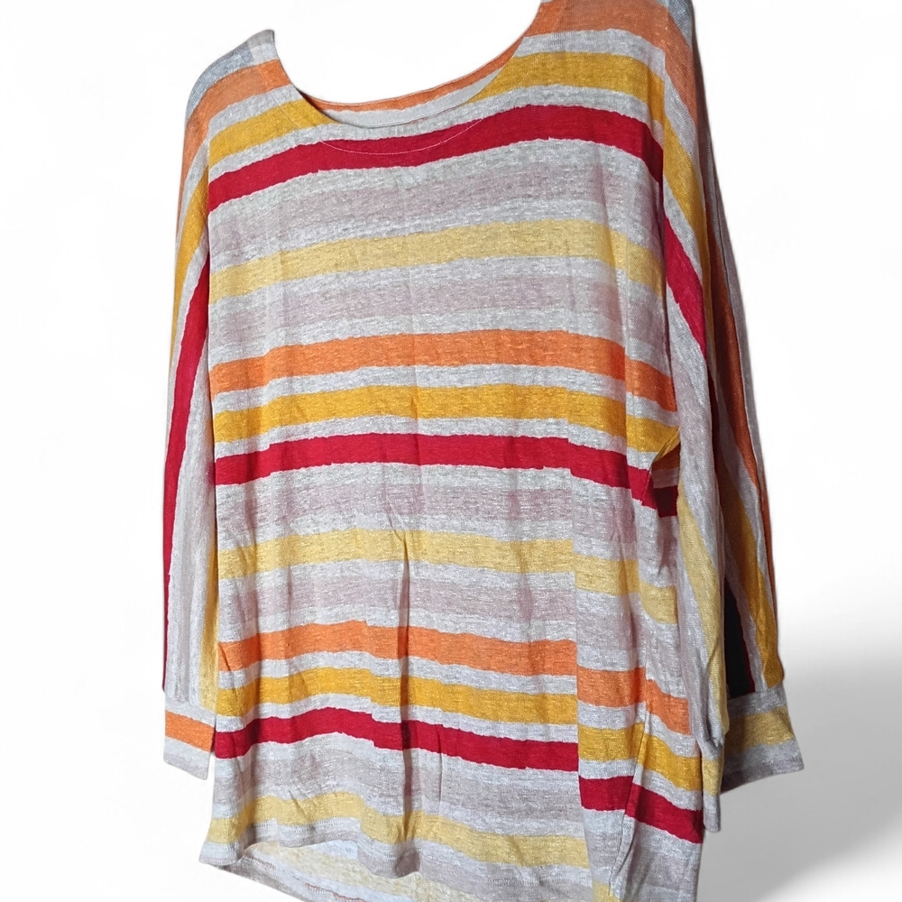 EUC Coldwater Creek 100% Linen Summer Lightweight Striped Top‎ Women's Large - Picture 2 of 5